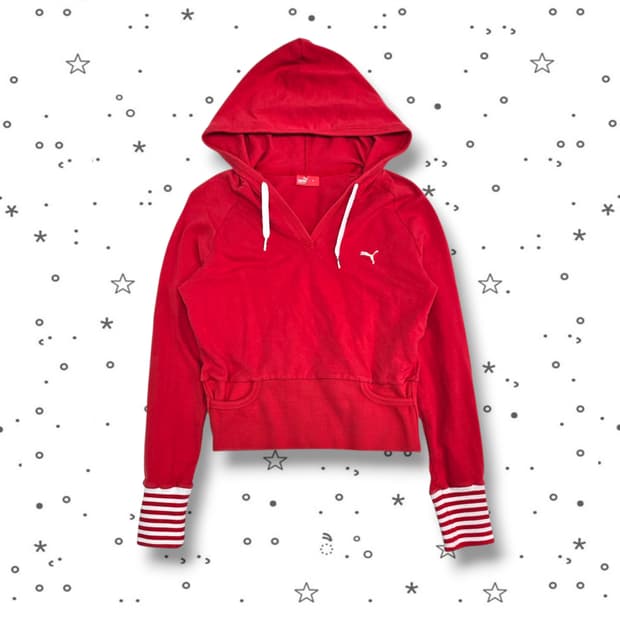 S PUMA 푸마 슬림 크롭 후드 티셔츠