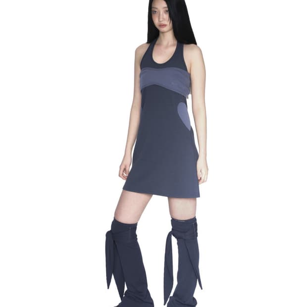 Layered heart halter dress 003