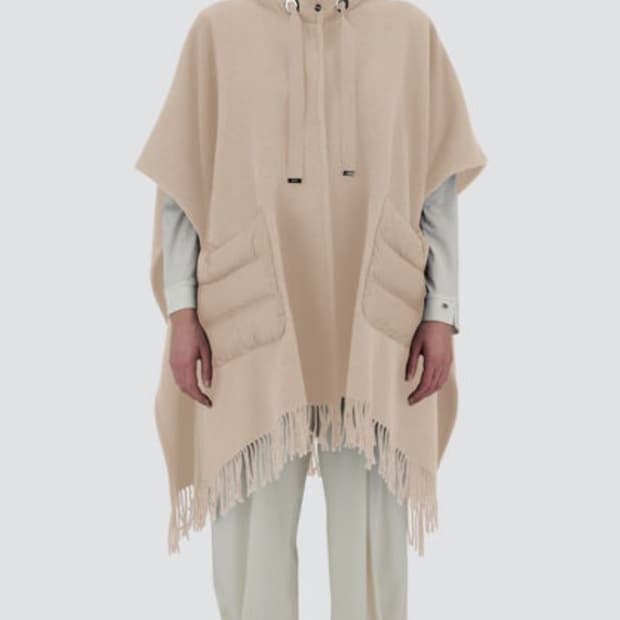 Herno 리조트 울 체크 케이프 패딩