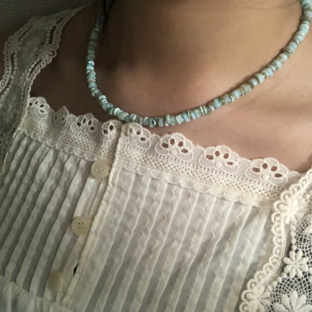 [hand made] 스카이 블루 자개 목걸이