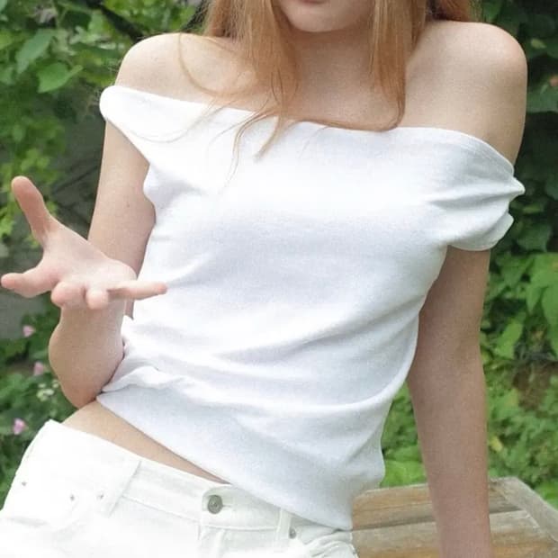 헤더먼트 슬립다운 오프숄더 탑 slip down off shoulder