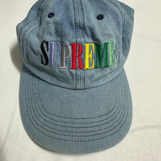 슈프림 모자 Multi Color Logo 6 Panel 데님 20FW