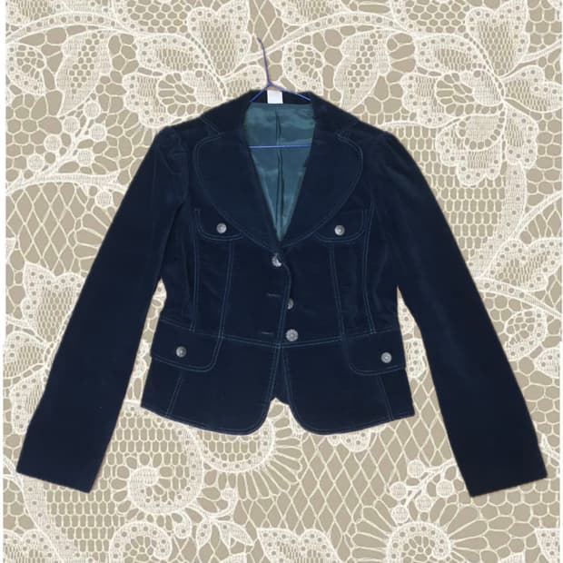 y2k 긱시크 백리본 벨벳 자켓