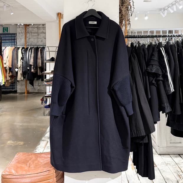 질샌더 네이비 히든버튼 도하 코트 