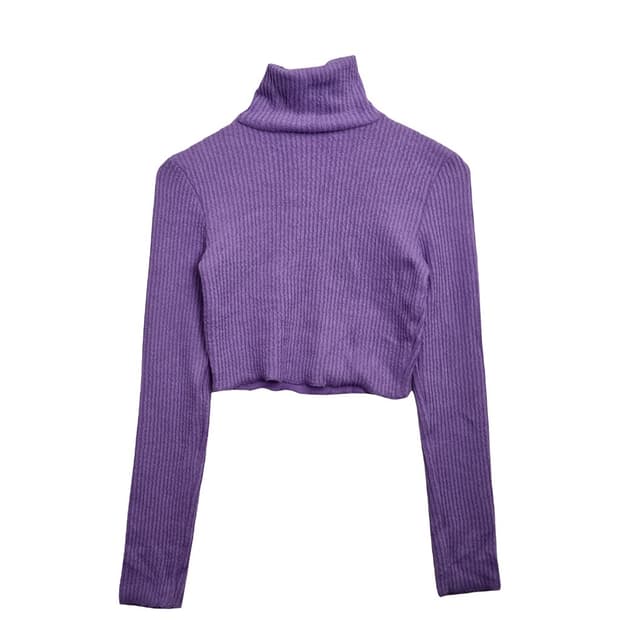 버쉬카 퍼플 크롭 니트 
