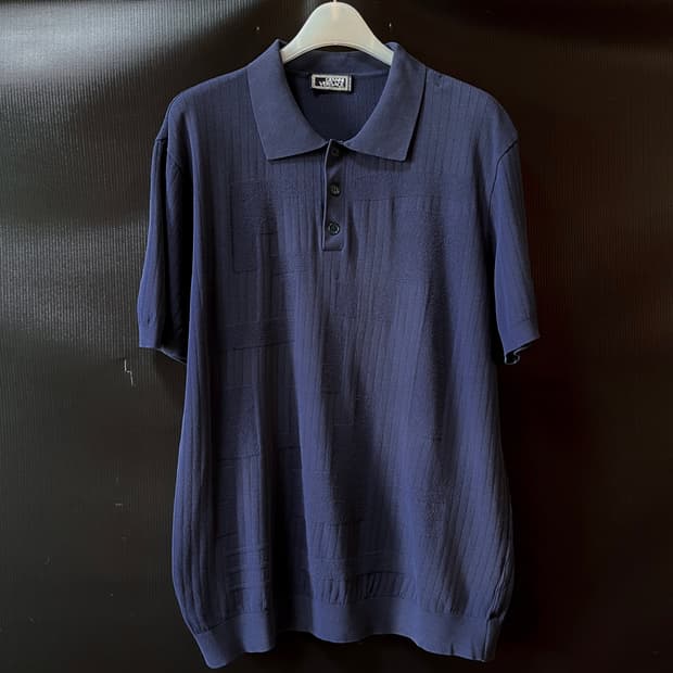 M) 90s Gianni Versace 톤온톤 자카드 니트 폴로