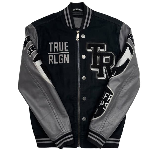 트루 릴리전 몰스킨 레더 바시티 자켓 S