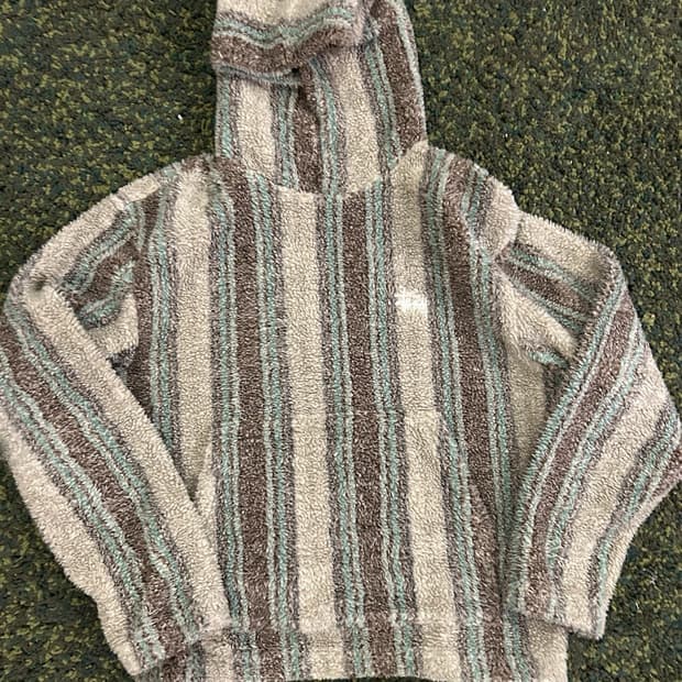 스투시 스트라이프 쉐르파 후드티