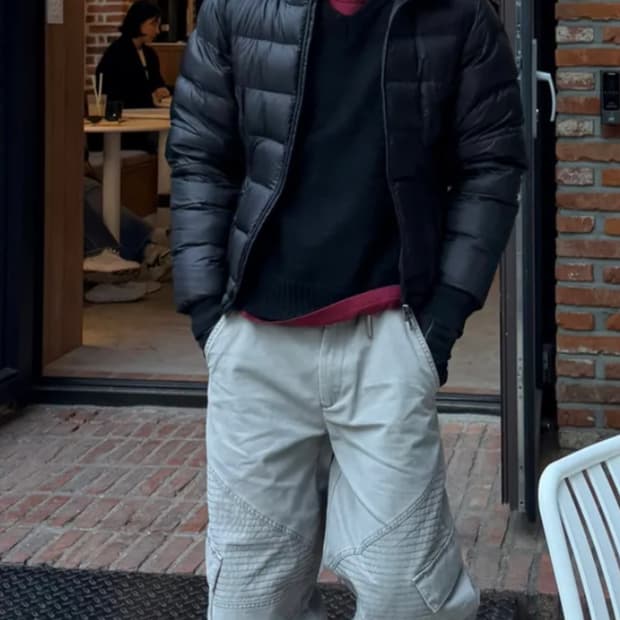 [노운 × 우연]washed biker cargo pants (gray)
