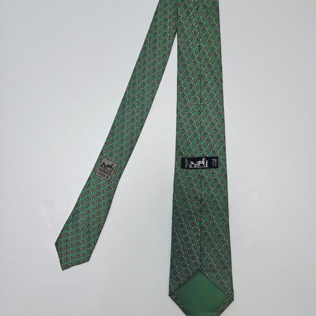 에르메스 그린 실크100 넥타이