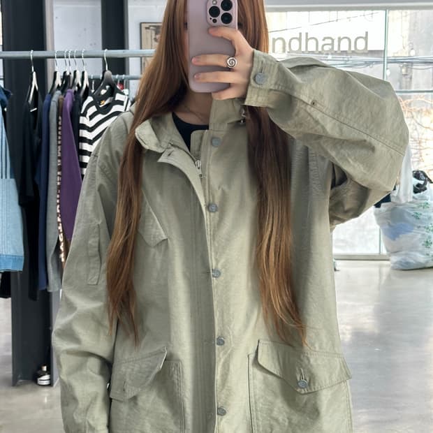 캘빈클라인 라이트카키 윈드브레이커 후드자켓 