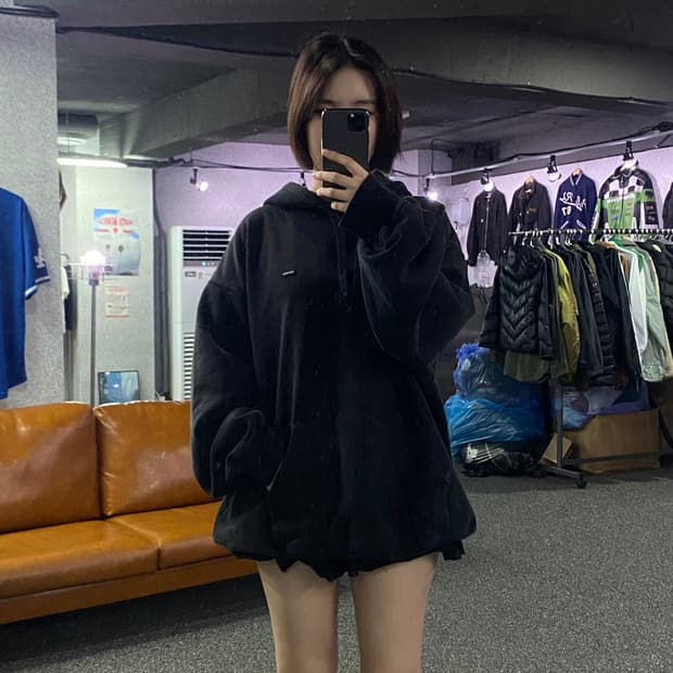 슈프림 스몰로고 블랙 후드티 B2778