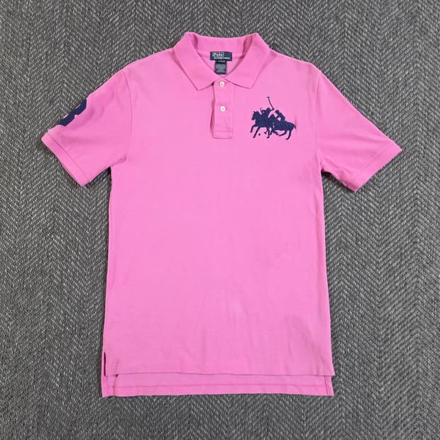 폴로 랄프로렌 빅포니 더블홀스 핑크 카라 반팔티
