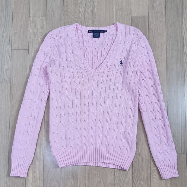 폴로랄프로렌 꽈배기 브이넥 니트 L _ 여성