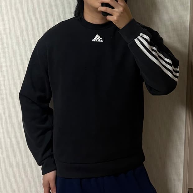 정품 아디다스 삼선 백 스트라이프 긴팔 크루 맨투맨 블랙