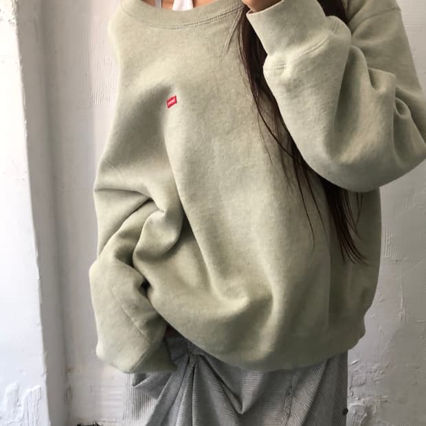 Supreme 슈프림 헤더 민트 스몰 박스 로고 크루넥 맨투맨