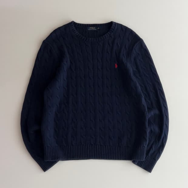 폴로 랄프로렌 케이블 꽈배기 라운드 니트 XL