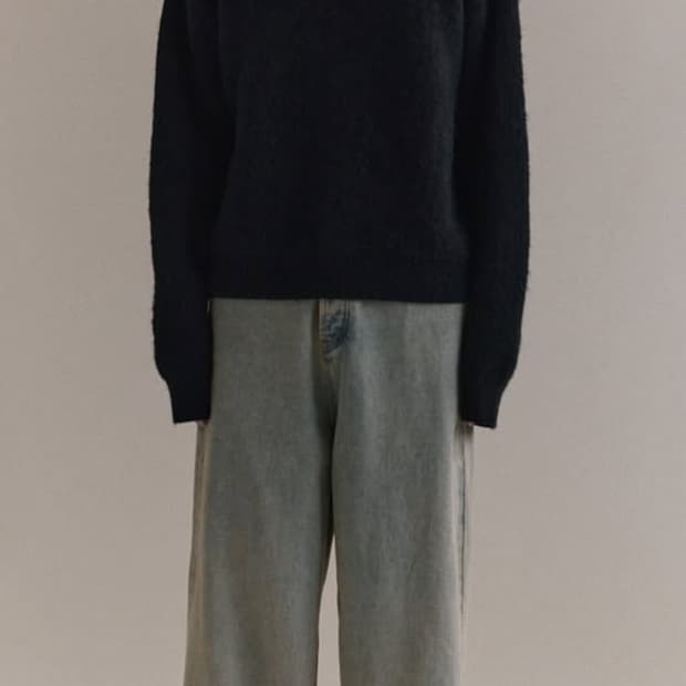 Lac demure 연청 와이드 배기 데님 