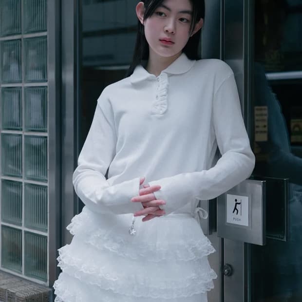 오헤시오  화이트 캉캉 레이어드 스커트