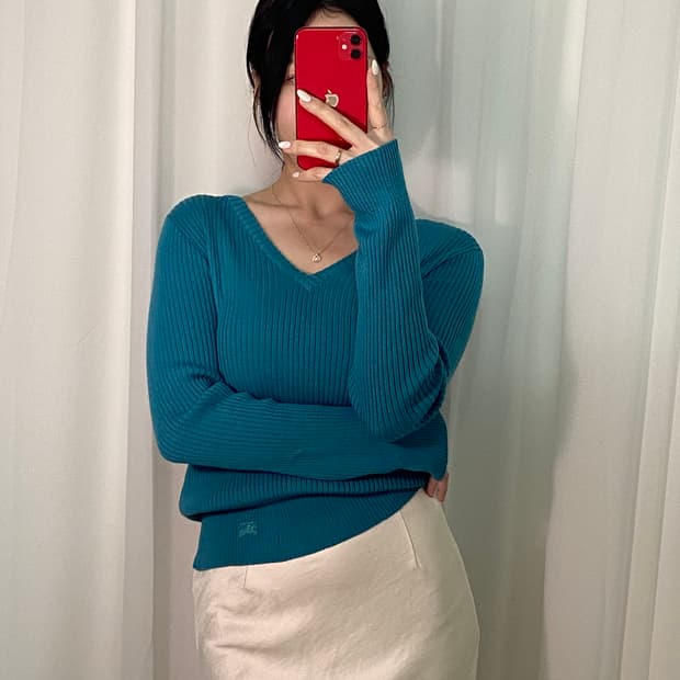 버버리 기마로고 골지 니트