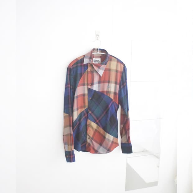 oblique pattern check shirt