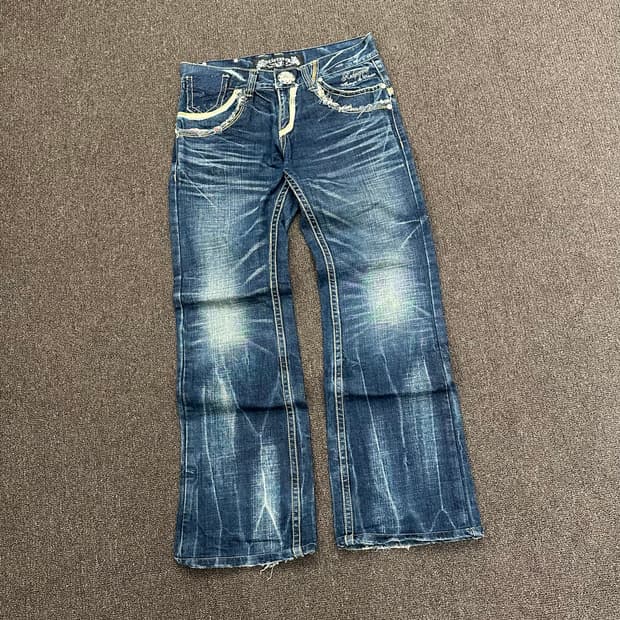 30)레드페퍼 빈티지 y2k 자수 디테일 데님팬츠