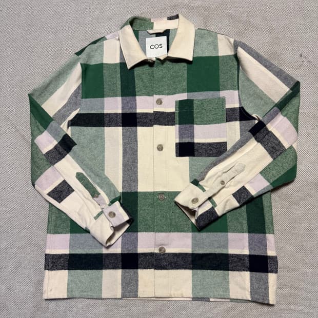 COS 코스 그린 체크 남방