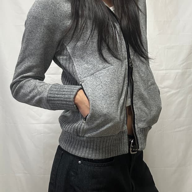 빈티지 투웨이 기모 후드집업