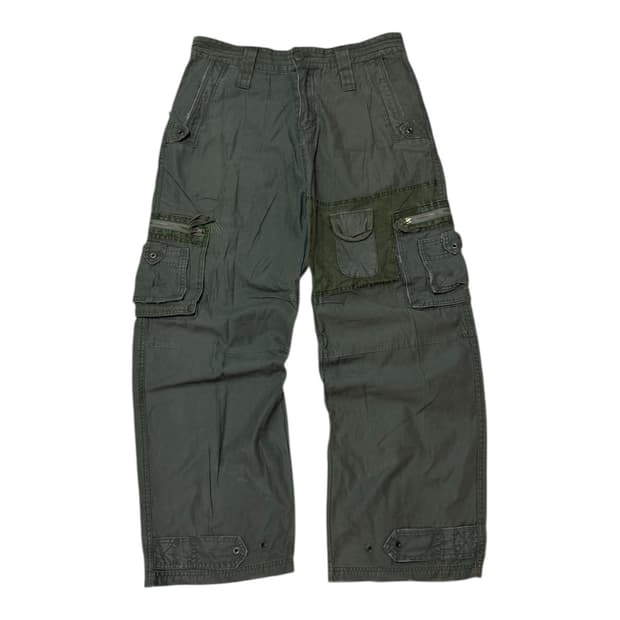 지스타 로우 멀티포켓 와이드 카고팬츠 카키 올리브