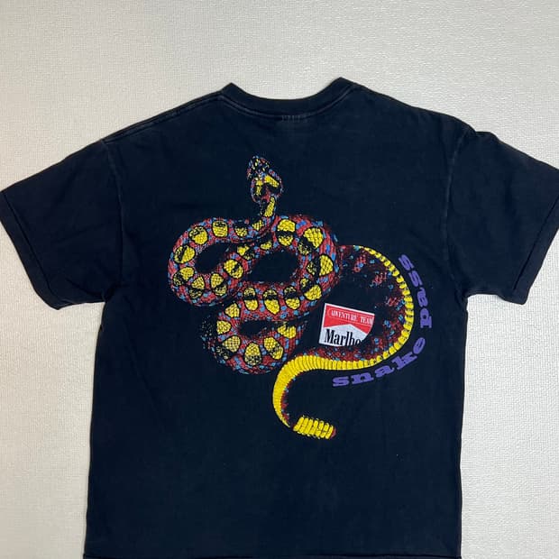 90s 말보로 스네이크 패스 프린팅 티셔츠 블랙 XL