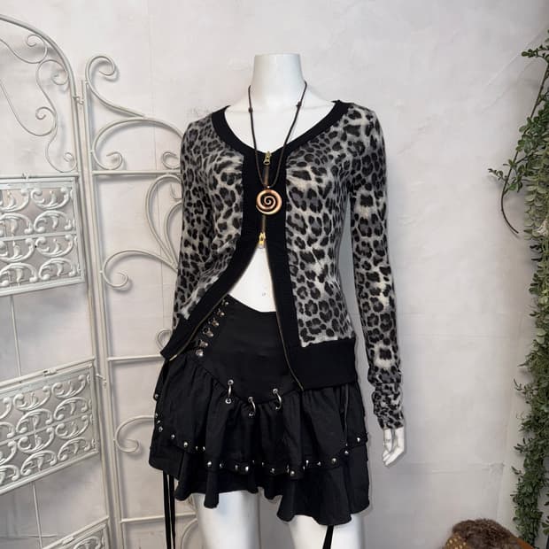 Black&gray leopard back laceup 투웨이 집업