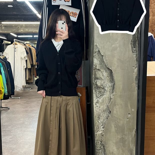 론트 코튼 가디건 블랙 L  #csz3669