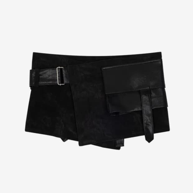 BELTED POCKET WRAP SKIRT