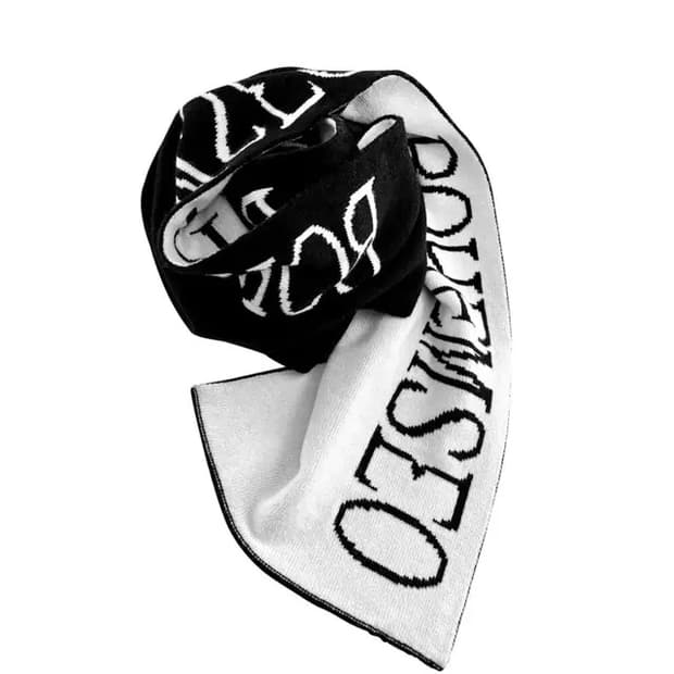 보헤미안 서울 자카드 니트 머플러 블랙&아이보리