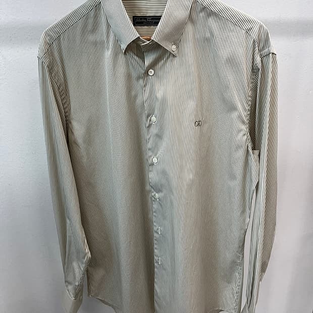 105) 페레가모 자수 스트라이프 셔츠