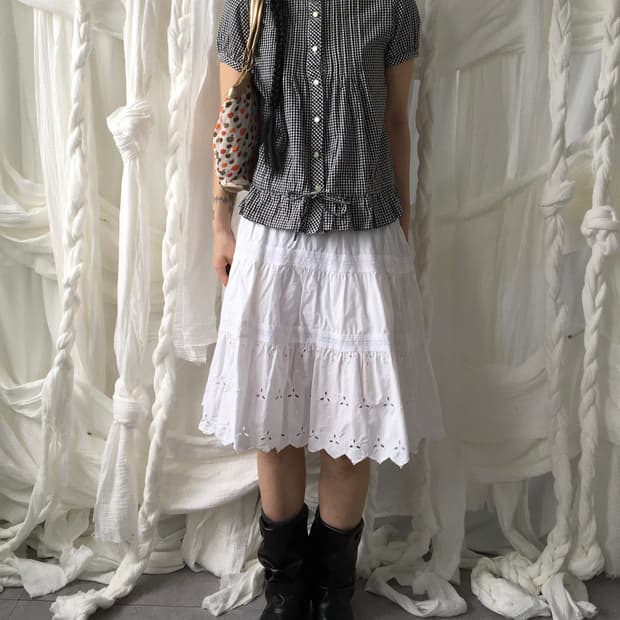 check pattern blouse