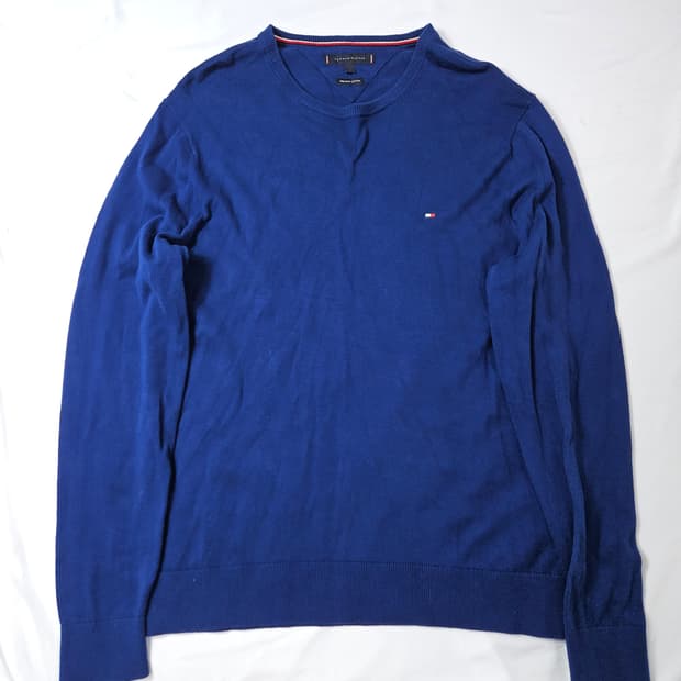 타미힐피거 소프트 프리미엄 코튼 니트 블루 L