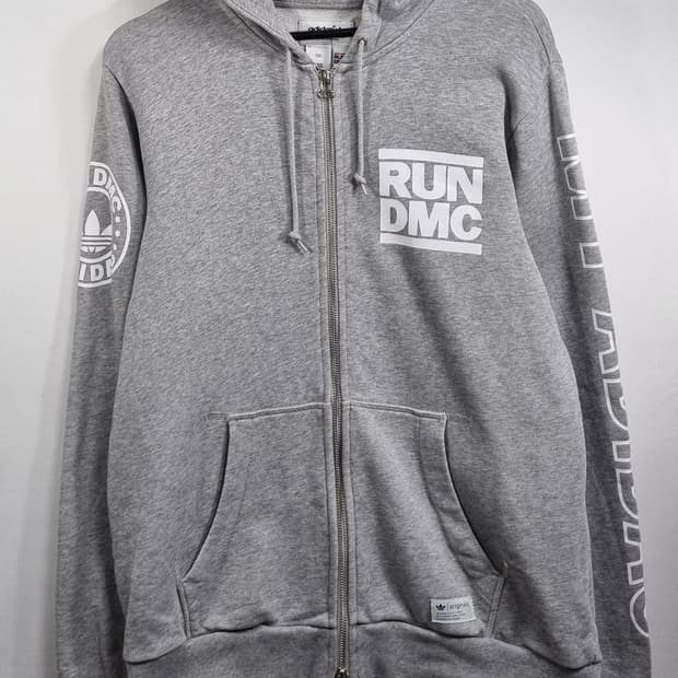 100) 아디다스 X RUN DMC 콜라보 그레이 후드집업