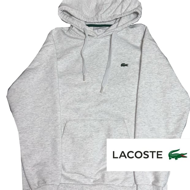 라코스테 멜란지 베이지 크루넥 후드 스웻셔츠 y2k 갸루