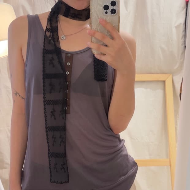 lace long scarf (black)