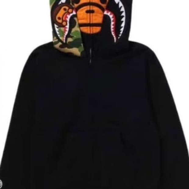 베이프 베이비 마일로 샤크 풀 집 더블 후드 블랙 S