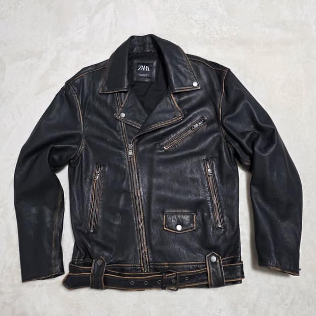 (M)자라 빈티지 워싱 램스킨 레더 라이더 자켓
