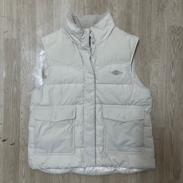 머렐 코듀로이 화이트 다운 패딩 조끼 L(100)