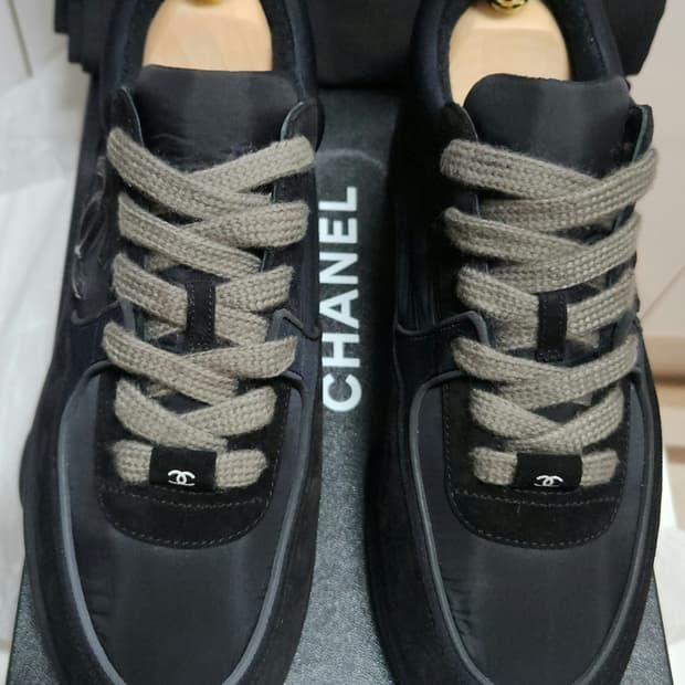 [정품 ] 샤넬 스니커즈 운동화 CC로고 크루즈 테니스 블랙 38.5 