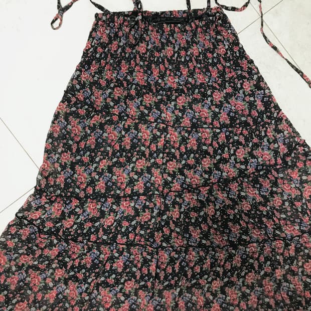 하구미 플라워 패턴 캉캉 미니 원피스