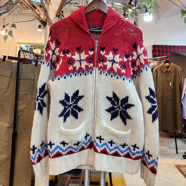 Antibal listic 도톰한 울 눈꽃 스웨터 빈티지 집업