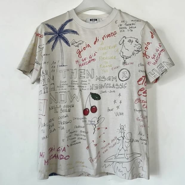 MSGM 그래피티 두들 프린트 티셔츠
