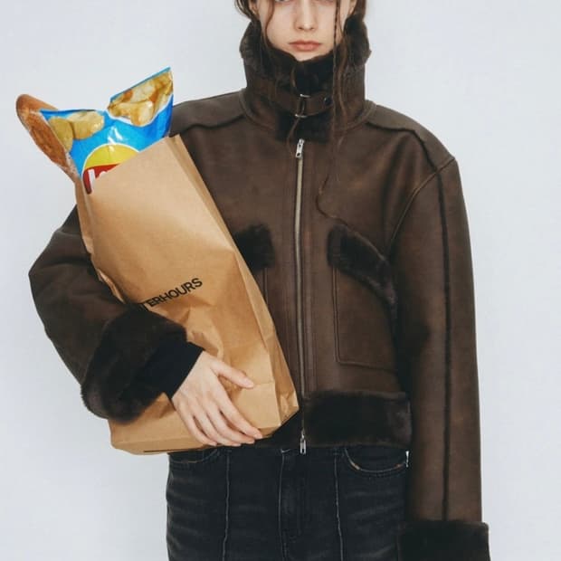 애프터아워즈 무스탕 자켓 브라운 1