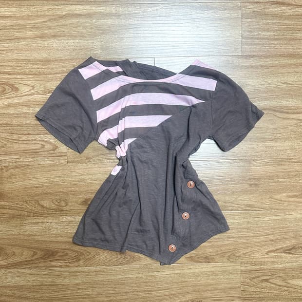 빈티지 딸기초코 핑크 단추 반팔 티셔츠 히메갸루 로걀 히메카지 모리걸