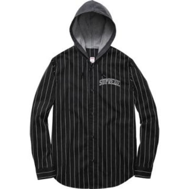 슈프림 14FW 데님 후디드 베이스볼 후드셔츠 블랙